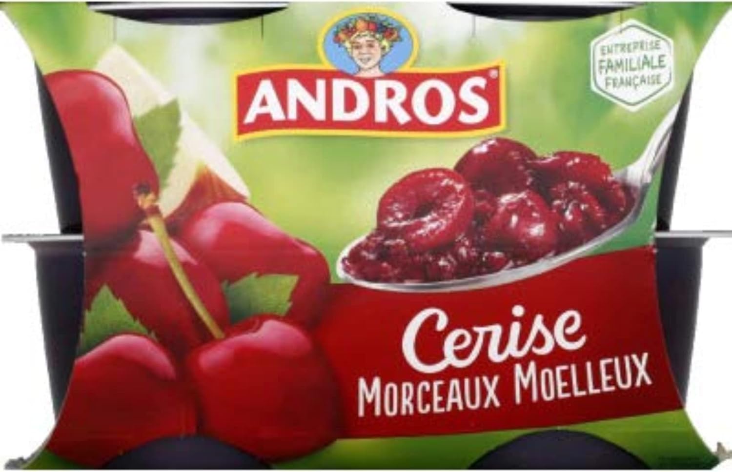 Andros Dessert aux morceaux moelleux de cerises Les 4 pots de 100g