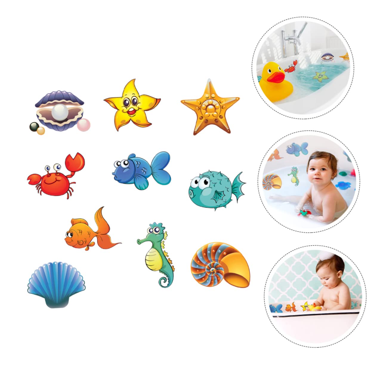 FOMIYES 4juegos Pegatinas Antideslizantes De Animales Marinos para Baño Decoración Infantil para Bañera Fáciles De Pegar y Quitar Diseño Atractivo