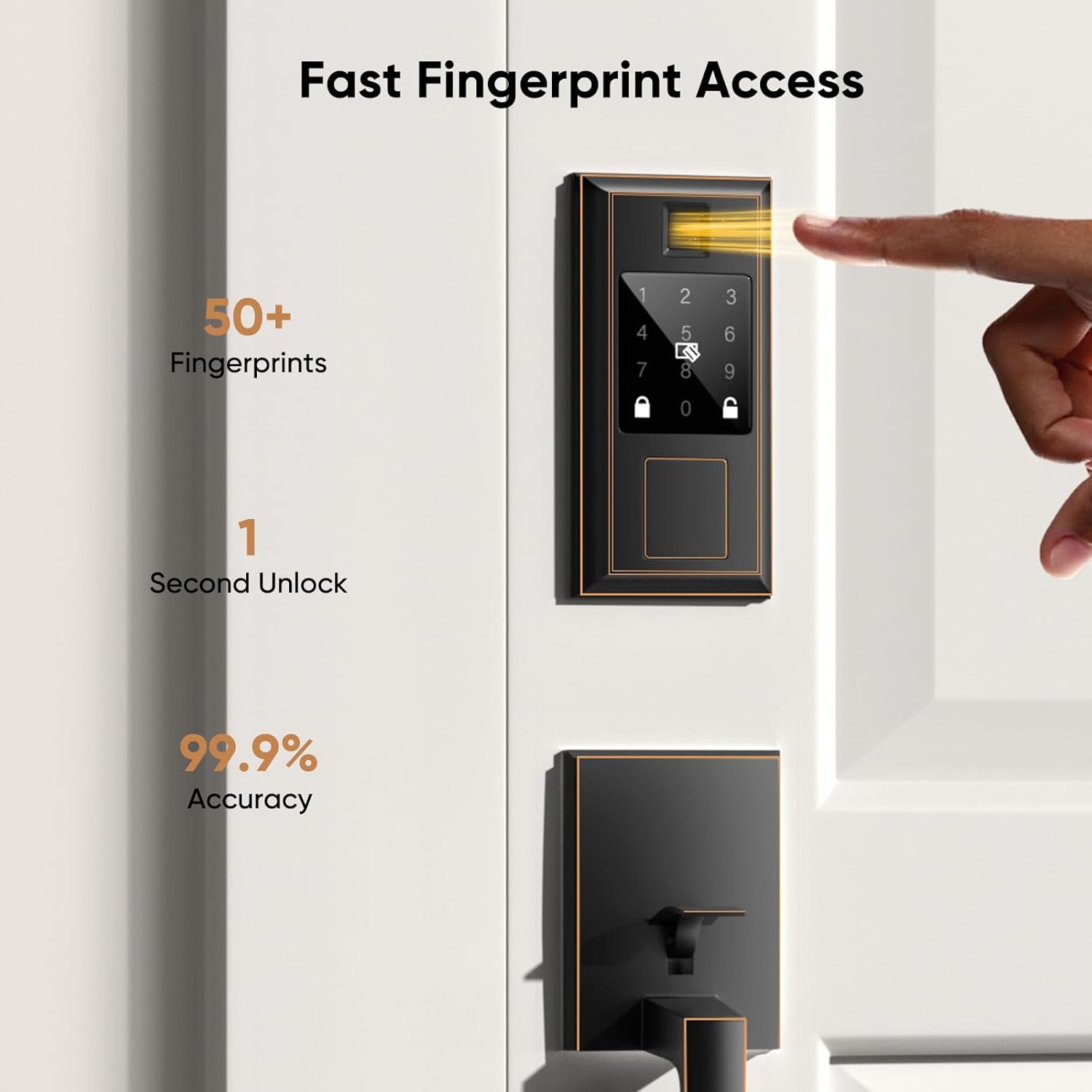 Fingerprint Smart Lock & Front Door Handle Set, Keyless Entry Door Lock with Handle, Auto-Lock, Smart Front Door Lock Set, Bluetooth APP Control, Touchscreen Keypad, Easy Install, Oil Rubbed Bronze