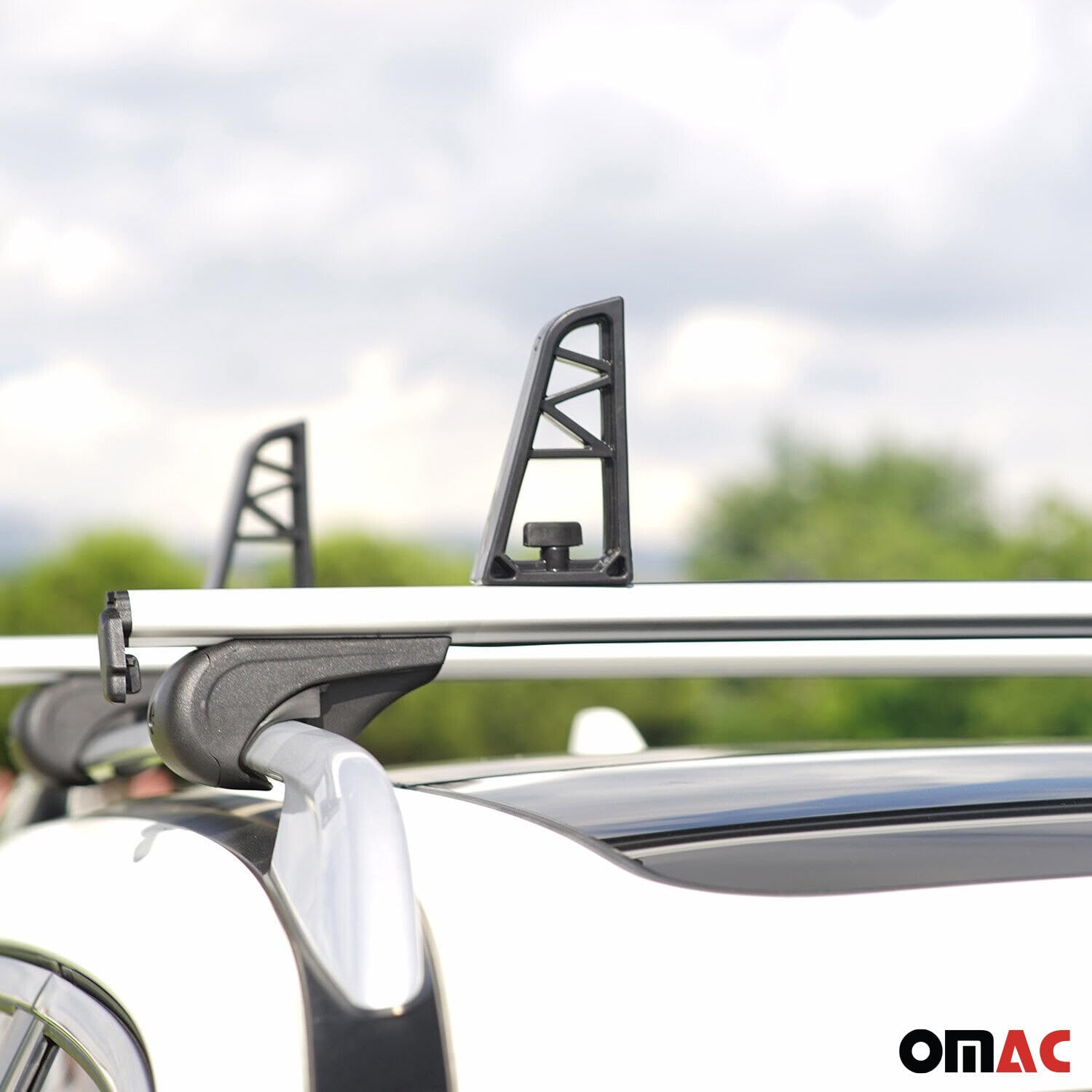OMAC Ladungsbegrenzer Lastanschläge kompatibel mit Dachträger Einstellbar 4X + 2X (3m Gürtel) Set - Auto Aludachträger Load Stopper Transportsysteme Lastanschläge