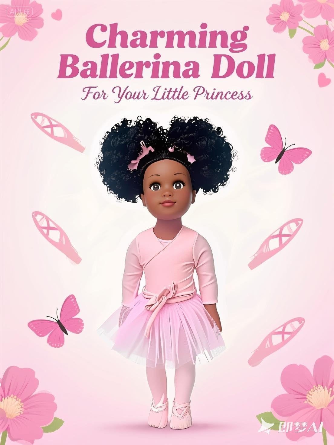 African American Black Girl Dolls - 18 Inch Black Dolls with Curly Afro Hair, Black Brown Doll with Ballerina Dress as for Girls (Ballet Girl with Afro Hair)