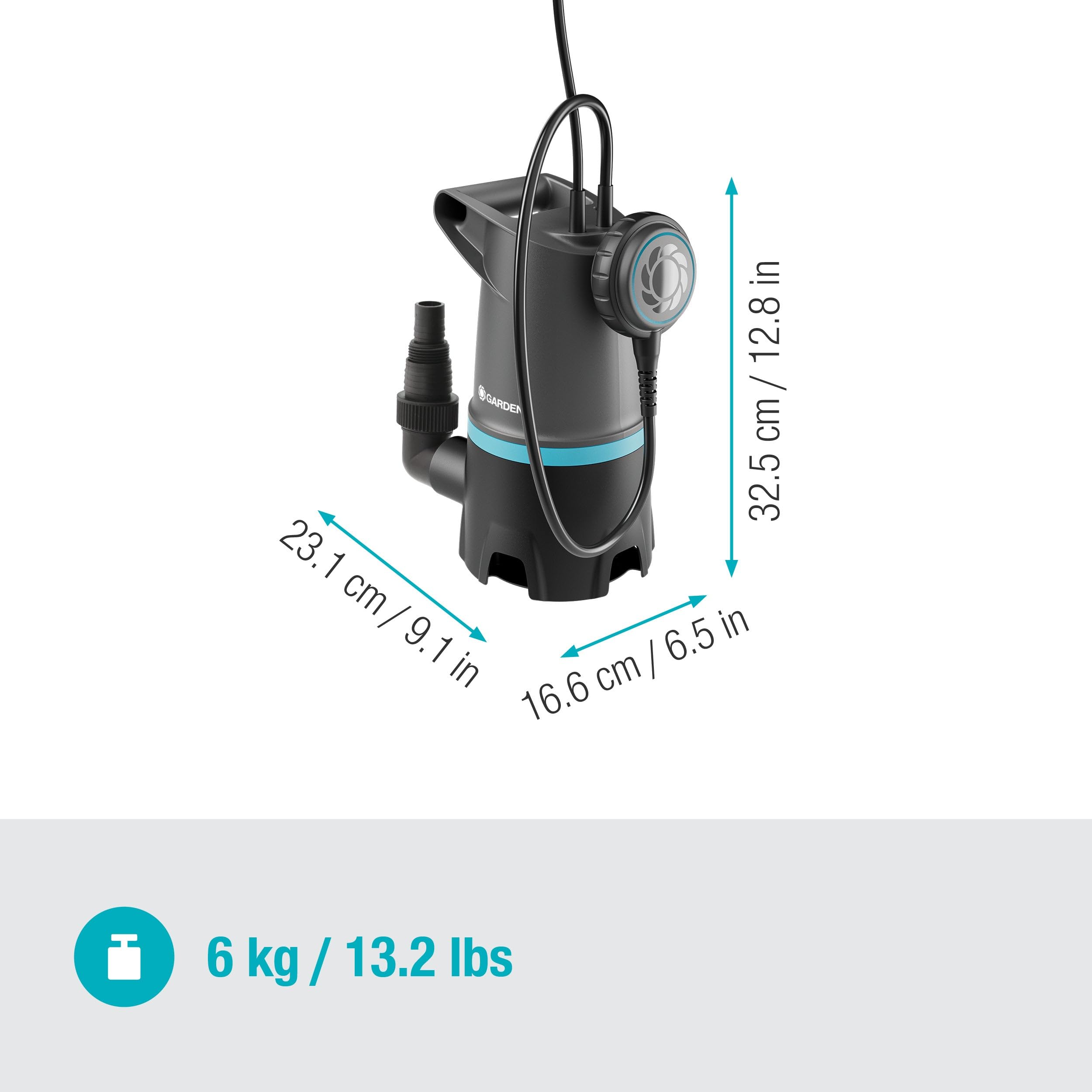 GARDENA BASIC pompa głębinowa do brudnej wody, 20 000 l/h, z przełącznikiem pływającym