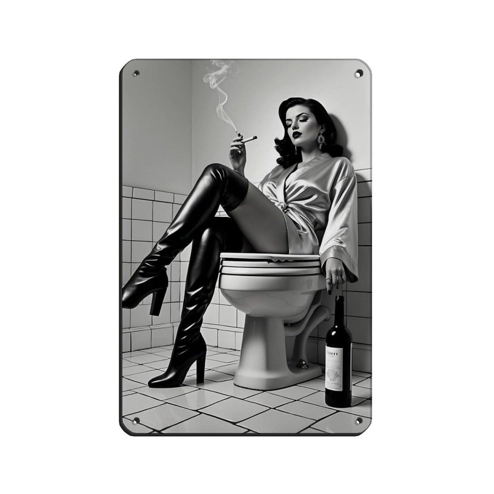 Vintage Glamour Female Smoking Art Tin Sign Vintage Metal Pub Club Cafe Bar Home Wall Art Decoration Poster Retro 8x12inch(20x30cm)