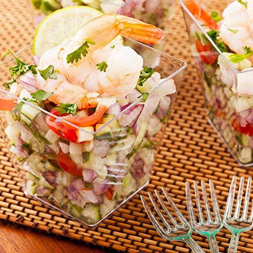 Image of Restaurantware 8 Ounce Large Kova Cups 100 Disposable Dessert Tumbler - Lids Sold Separately Sturdy Clear Plastic Appetizer Cups For Mousse Layered Cakes At Catered Events
