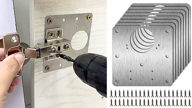 2pcs Plaque De Réparation De Charnière Porte Placard En Acier Inoxydable Charnière Invisible Panneau De Réparation De Charnière De - Bricolage