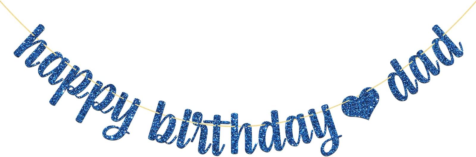 Blue Happy Birthday Dad Banner/Father Birthday Party Decor/Happy Father's Day/Dad Bday Party Decorations Glitter