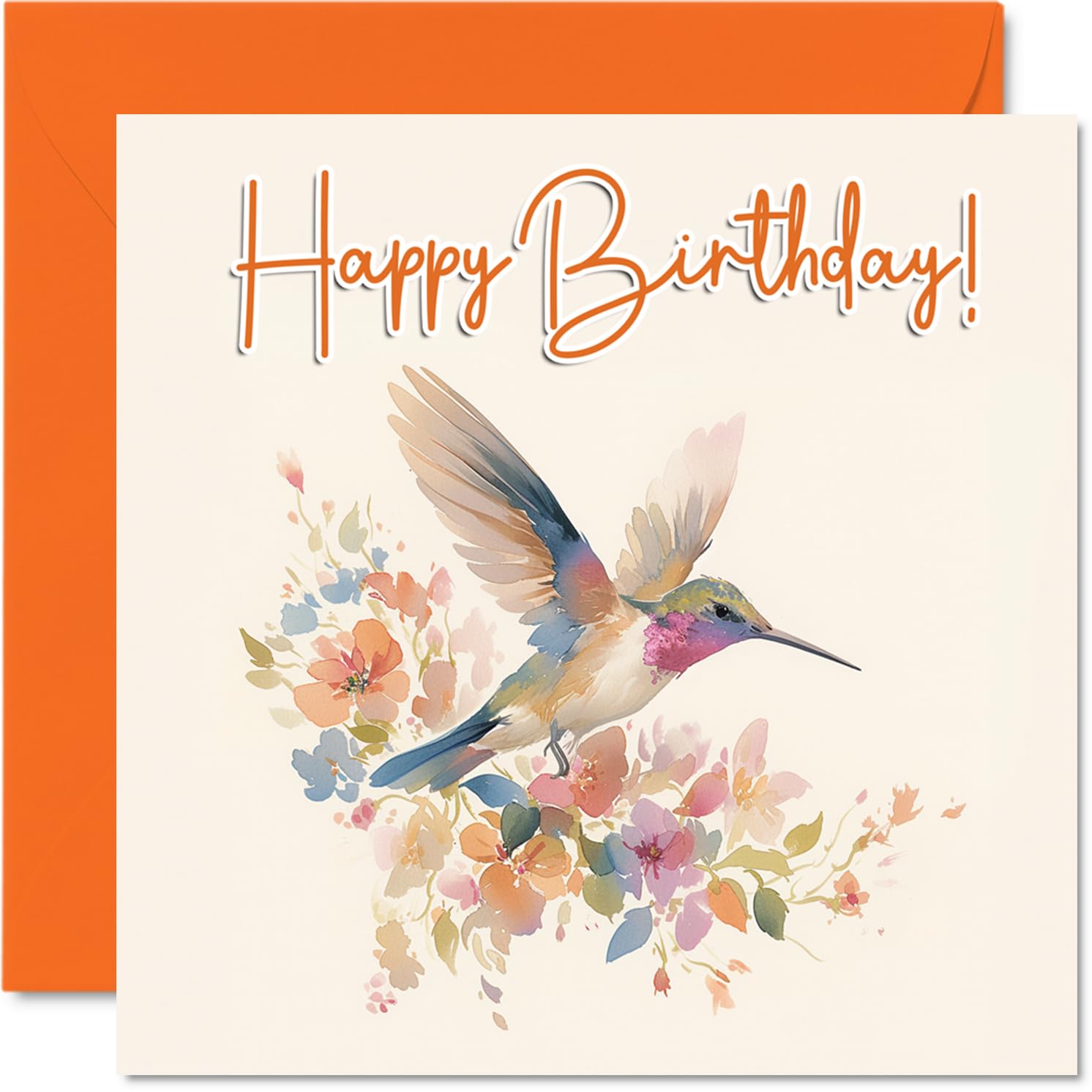 Hummingbird Birthday Cards - Floral Birds - Happy Birthday Card for Mum Dad Brother Sister Auntie Uncle Cousin Friend Family Colleague 145mm Bday Greeting Cards