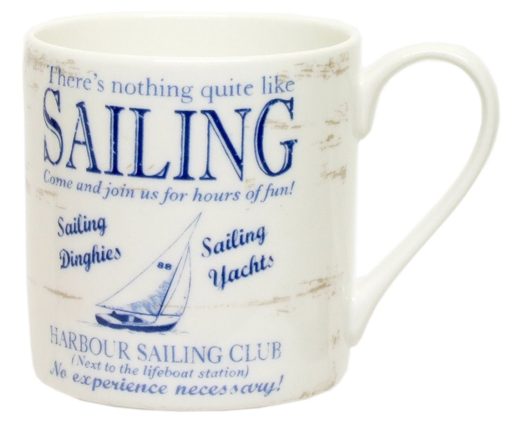 Martin Wiscombe 1-Piece 350 ml Porcelain Sailing Mug, Blue and White