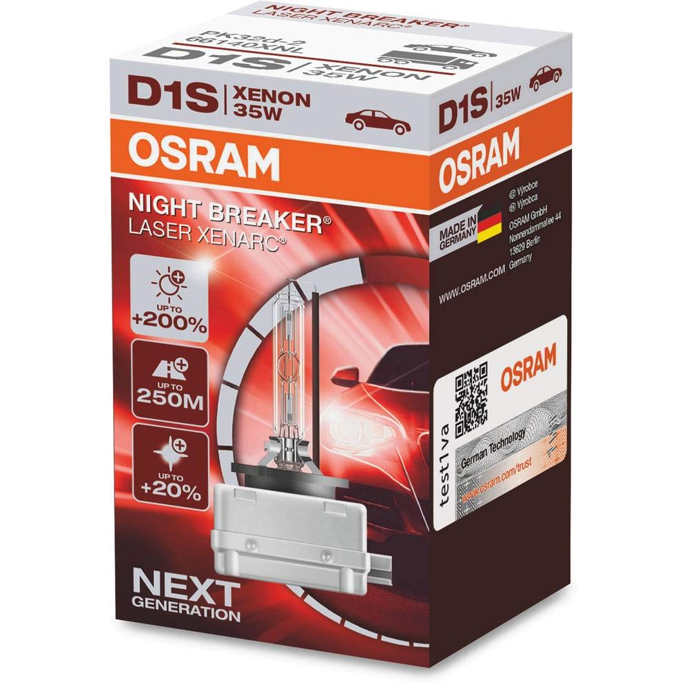 OSRAM XENARC NIGHT BREAKER LASER D1S 200% more brightness HID xenon bulb discharge lamp 66140XNL folding box 1 lamp product thumbnail 5