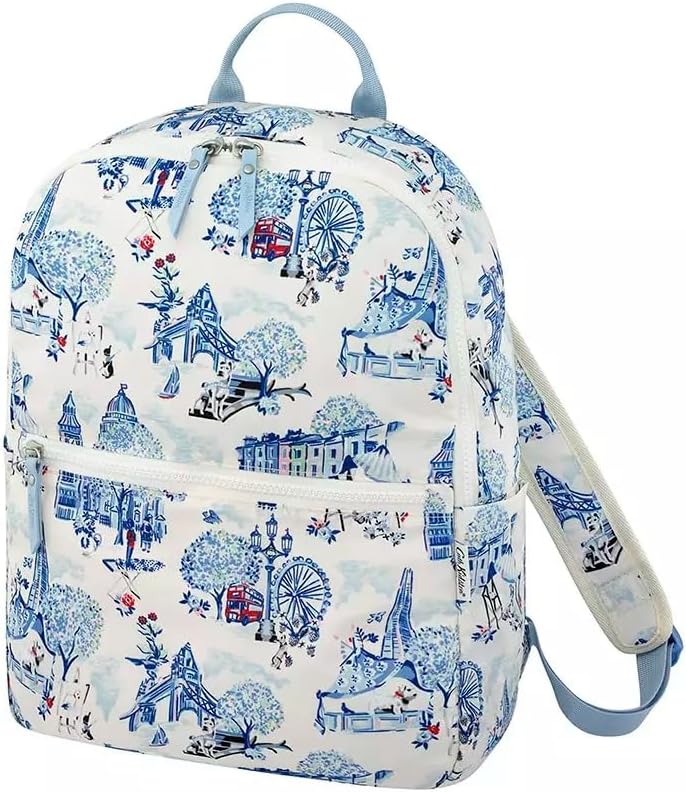 Cath KidstonLarge Pocket Backpack Rucksack in 30 Years London Toile Print in Cream Oilcloth, Cream, L