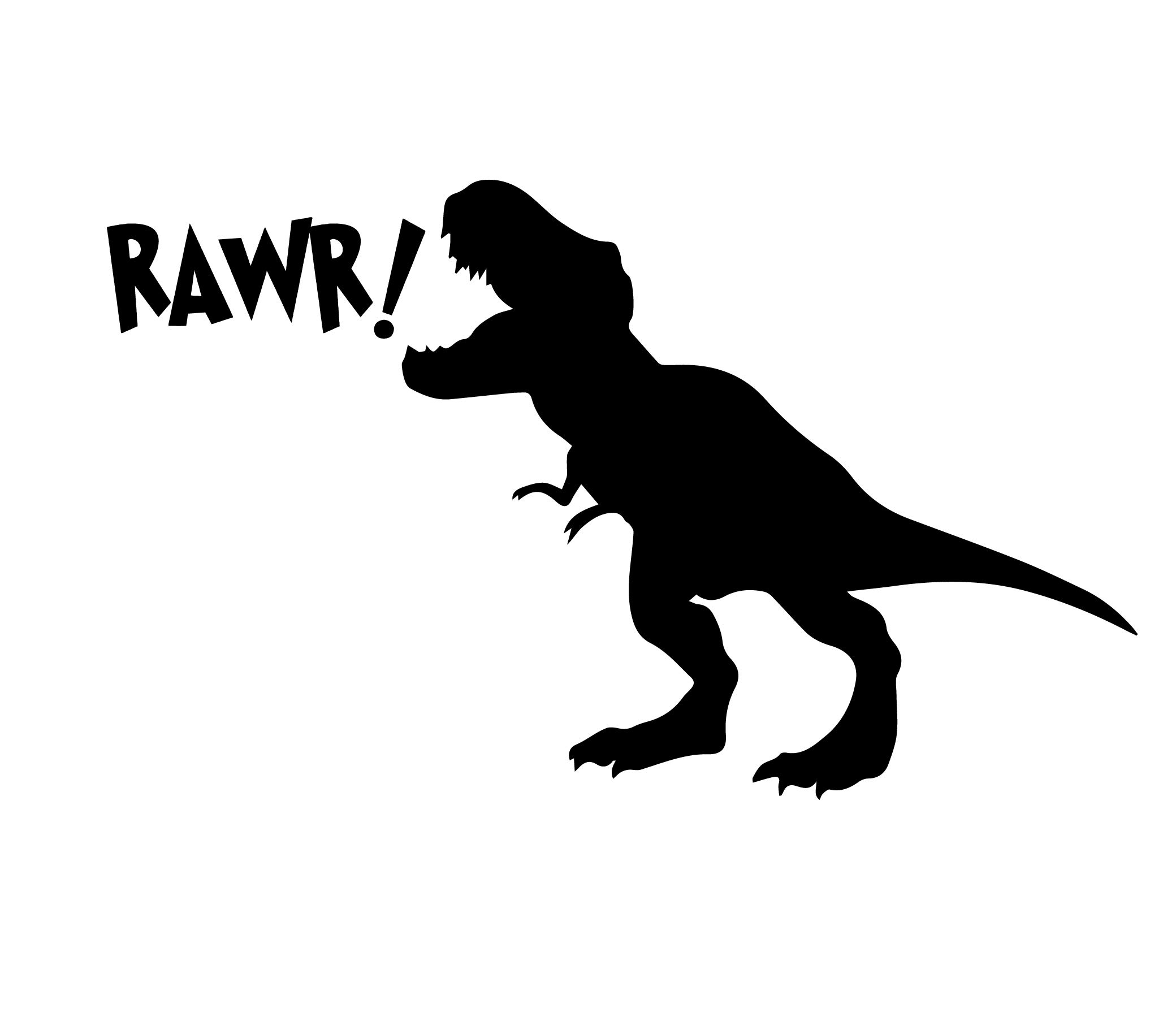 CustomVinylDecorT Rex Rawr Wall Decal | Dinosaur Themed Vinyl Home Decor Sticker for Boys Bedroom | Small, Large Sizes | Black, Brown, Green