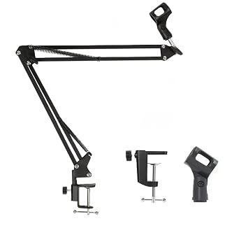 Powerpak NB-35 Microphone Stand with Suspension Boom Scissor Arm Stand, Black