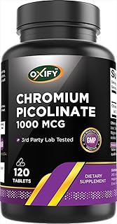 Oxify Chromium Picolinate 1000 mcg | 120 Tablets | Gluten-Free, Non-GMO | Supplement Made in USA