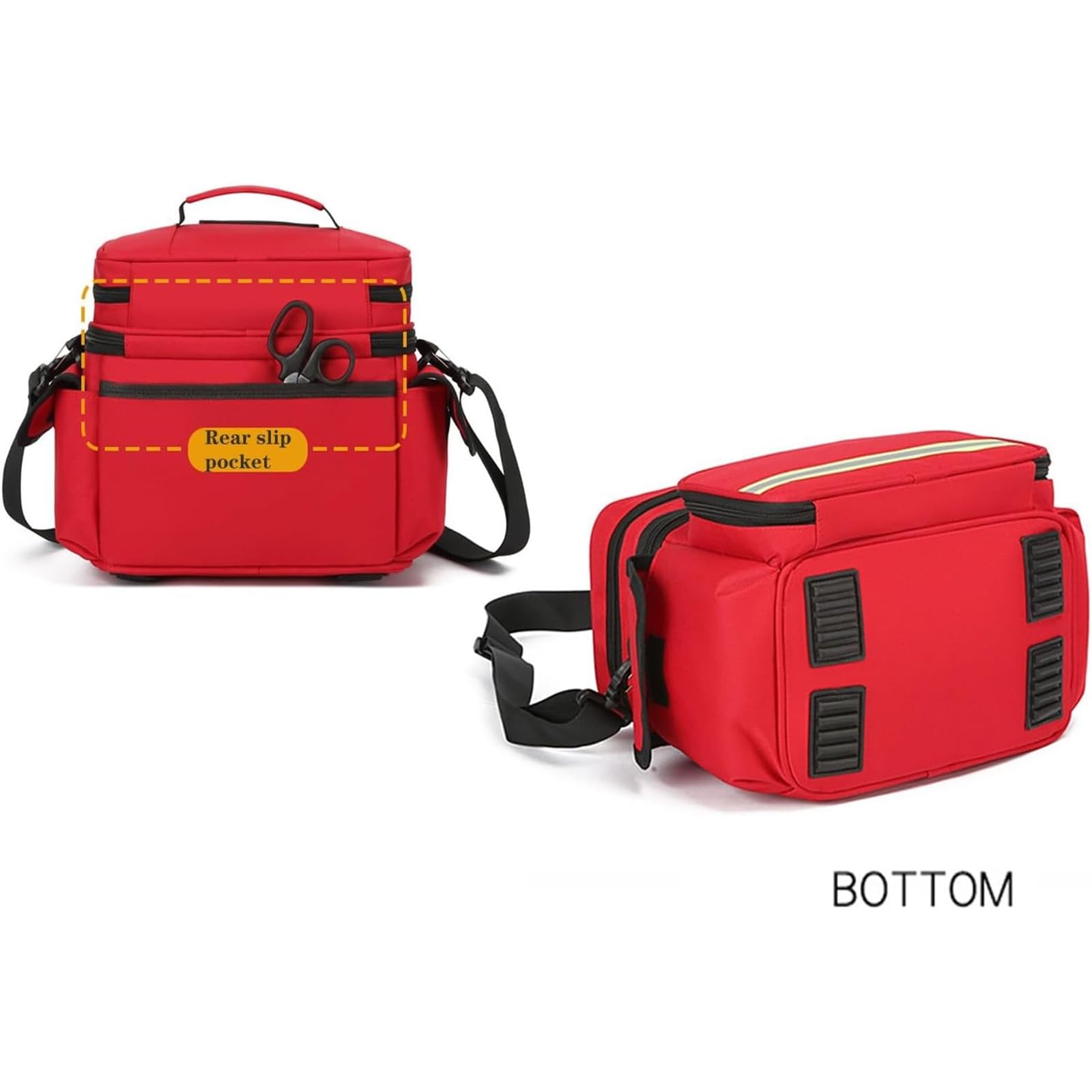 Bolsa De Primeros Auxilios Vacía Profesional, Bolsa Táctica Médica De Primeros Auxilios Con Múltiples Bolsillos, Doble Capa Y Duradera, Bandas Reflectantes Y Viaje Seguro, Para Médicos De Enfermería.