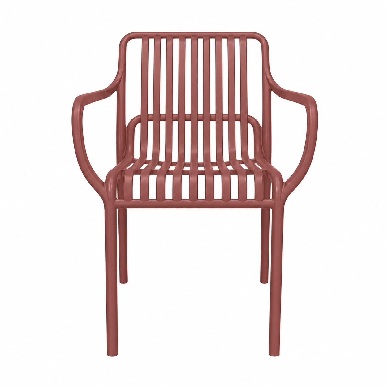 Totò Piccinni Sedia DOGA CON BRACCIOLI in Polipropilene Made in Italy, Design Moderno a Doghe per Interno ed Esterno (Terracotta 4 Pz)