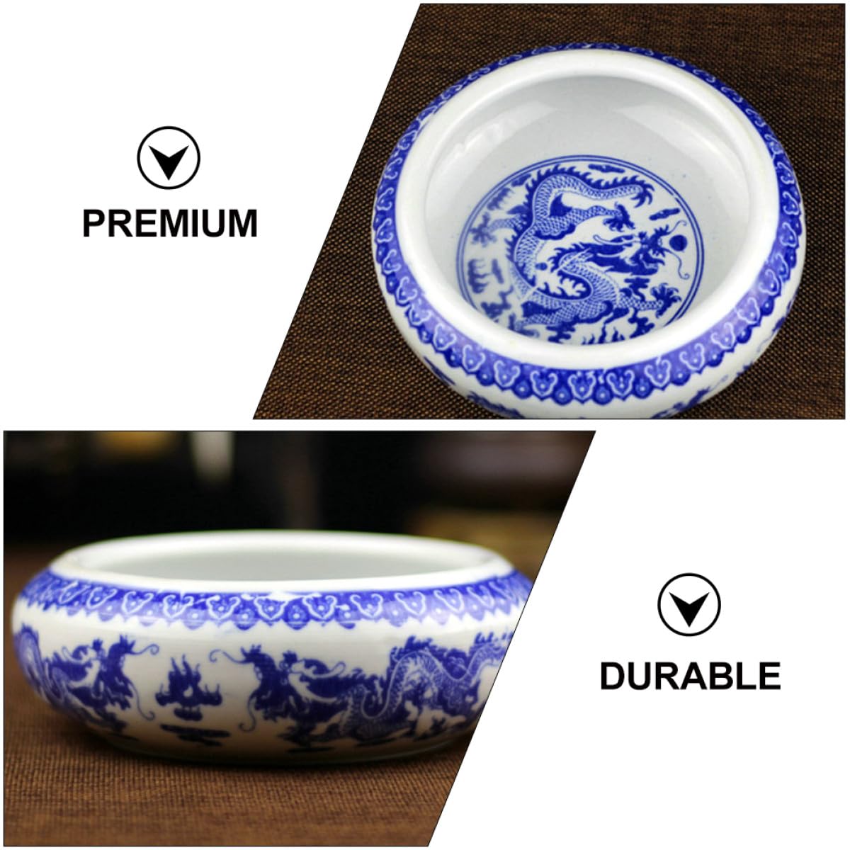 Homoyoyo Pot à Pinceaux En Céramique Bleu Et Blanc Petit, Bac De Lavage Multifunction, Cylindre De Rangement Pour Calligraphie, Accessoires Bureau Maison, Fournitures Scolaires