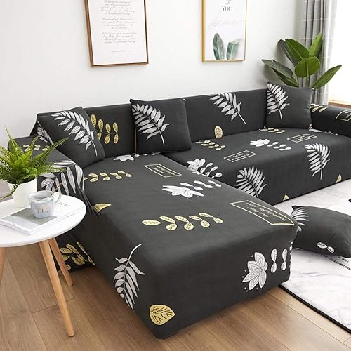Funda de sofá en forma de L, fundas seccionales para sofá, fundas de sofá, color gris oscuro, para 4 plazas, 23
