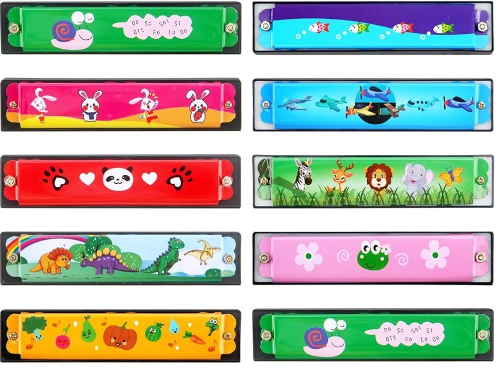 Crackles Harmonica Toy Cartoon Harmonica with Double Row of 16 Holes Musical Instrument Toy for Toddler Kids Adult Beginners' Musical Instrument Toy Gift, Random Color (Pack of 10)-image-21