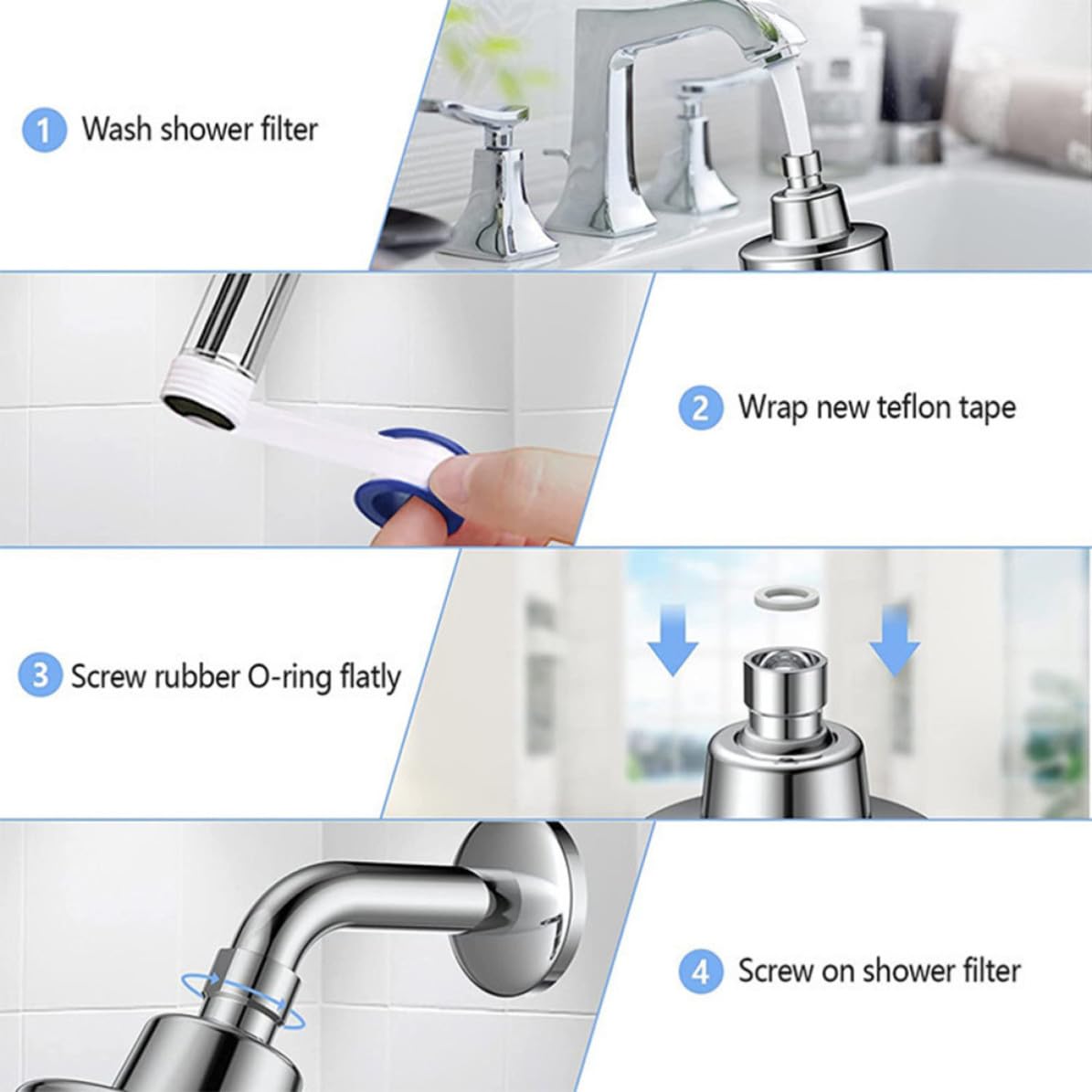 Filtro de Ducha para Agua con Cabezal Ajustable en Ángulo, Material Abs y Metal, Elimina Cloro y Protege la Salud Baño