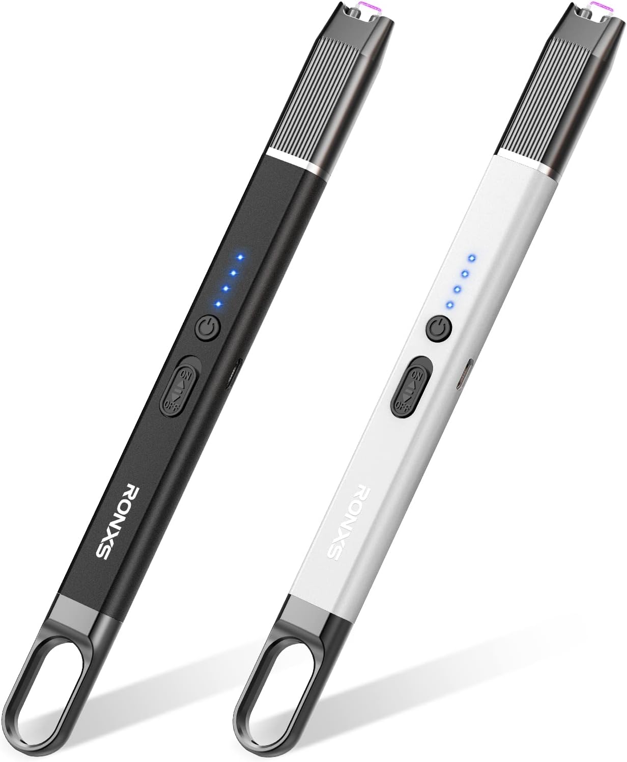 RONXS Lighter Electric Lighter Windproof Flameless Arc Type C Candle Lighters Plasma Rechargeable Lighters with Hanging Hook for Candle BBQ Camping（2PCS)