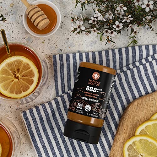 Manuka Doctor - Mgo 888+ Squeezy Manuka Honey Monofloral, 100% Pure New Zealand Honey. Certified. Guaranteed. Raw. Non-Gmo (10.58 Oz) #TOP4