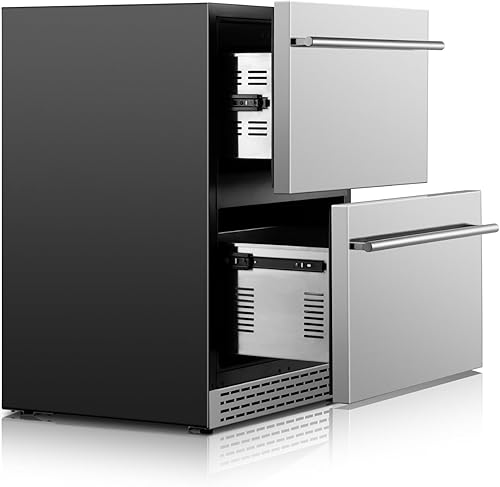 Miniatura 8 de Refrigerador de bebidas de 24 pulgadas, refrigerador de doble cajón debajo de la encimera para bebidas y refrescos, 37-64F, enfriador de bebidas de