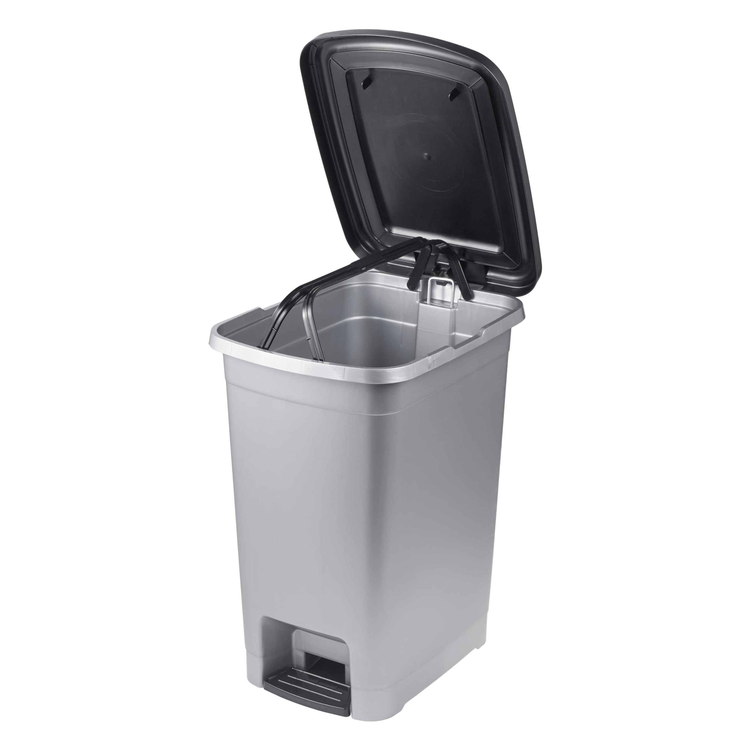 keeeper poubelle à pédale, 25 l, nettoyage facile, pédale d'ouverture et de fermeture hygiénique, poubelle, 27 x 36,5 x 44 cm, olaf, Light Silver (argent)