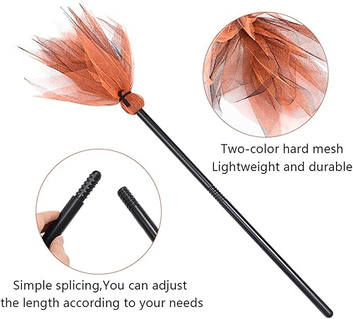 Miniatura 4 de Escoba de bruja de Halloween, escoba de mago para niños, escoba voladora de gasa de tul para disfraz de Halloween, decoración de casa embrujada,