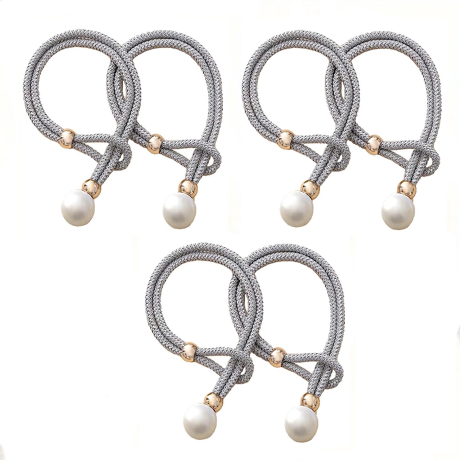 INOVERA (LABEL) 6 Pieces Curtain Holders Tieback - Adjustable Window Curtains Tie Rope - Drapery Hold-Backs Band for Office Home Decorative Accessories (Grey)