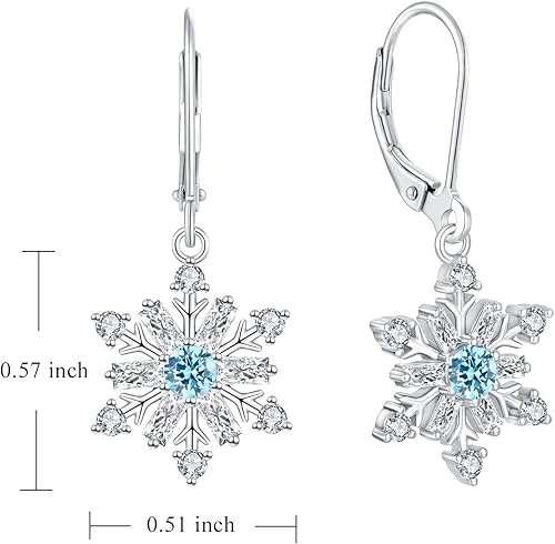 Miniatura 7 de STARCHENIE Snowflake Necklace Earrings Bracelet 925 Sterling Silver Snowflake Jewelry Set Aquamarine Gift for Women