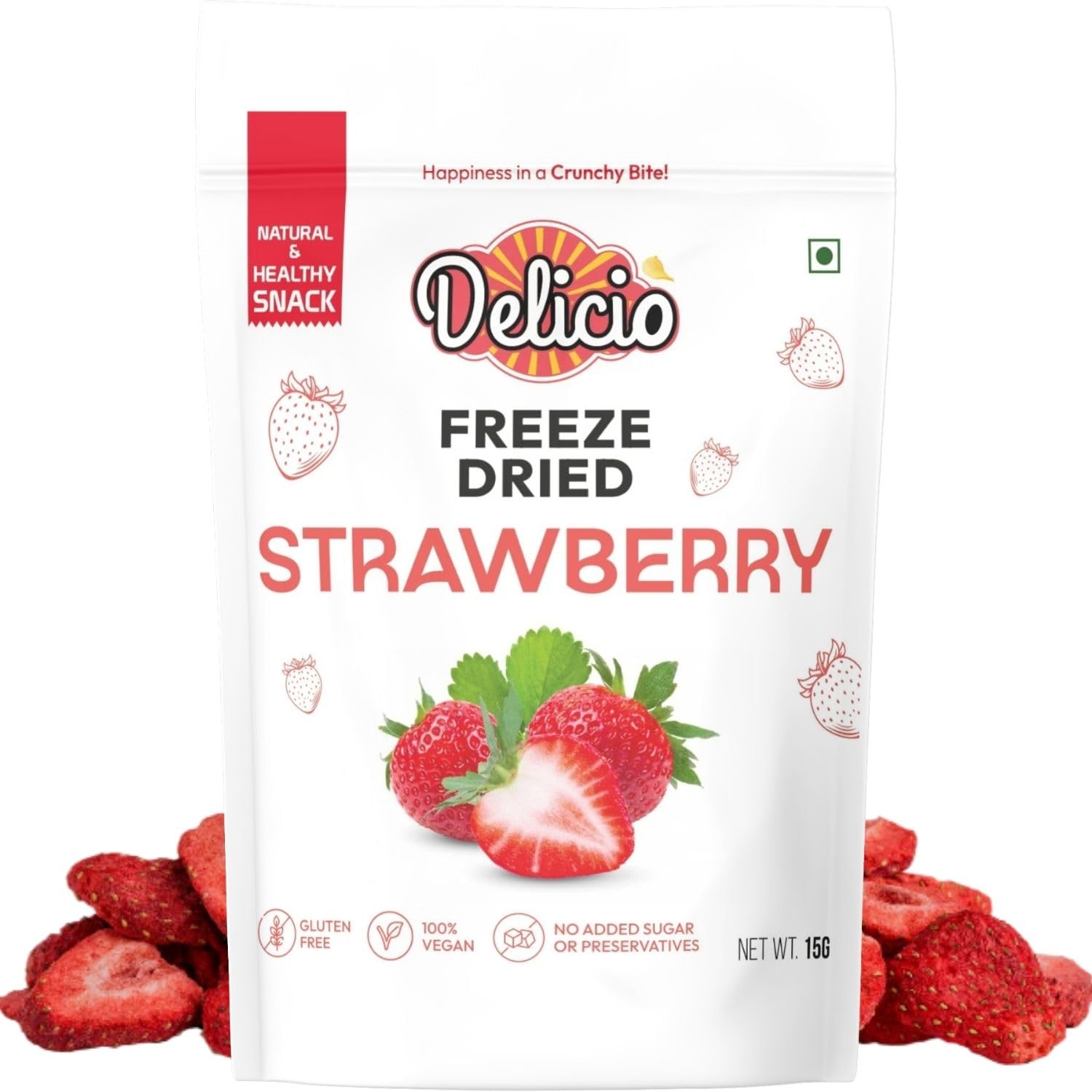DELICIO Freeze Dried Strawberry Cubes (15gm) | 100% Natural, Vegan, Gluten-Free Snack | No Preservatives & No Added Sugar | Healthy Snack for Kids & Adults-image-23