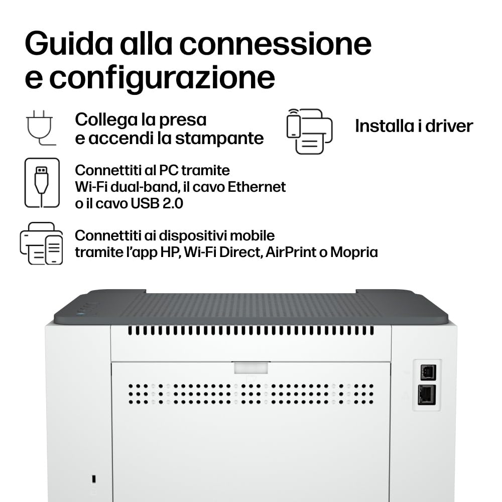 HP LaserJet M209dw Stampante A4 Bianco e Nero Fronte e Retro Automatica 29 ppm USB Wi-Fi Ethernet Grigia