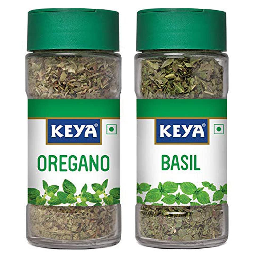 Keya Oregano,Pure Herb Sprinkler 15gm, Basil 12gm | Freeze Dried | Seasoning for Pasta, Pizzas, Soups, and Salads | Rich in Antioxidants & Supports Digestion | No Artificial Flavours or Colours | Pack of 2