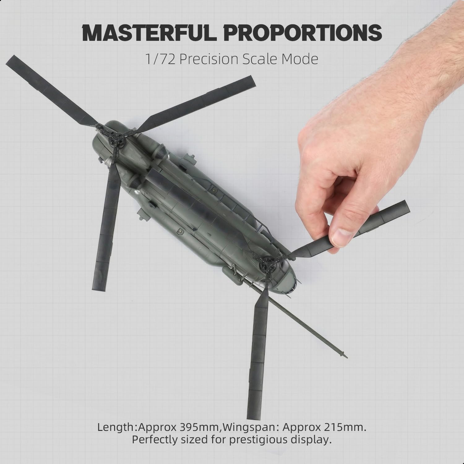 NUOTIE 1/72 MH-47G Chinook Heavy Lift Helicopter Model Die-cast Metal Military Aircraft with Detachable Rotors & Display Stand 15.6" Large Scale Special Ops Transport Collectible Gift