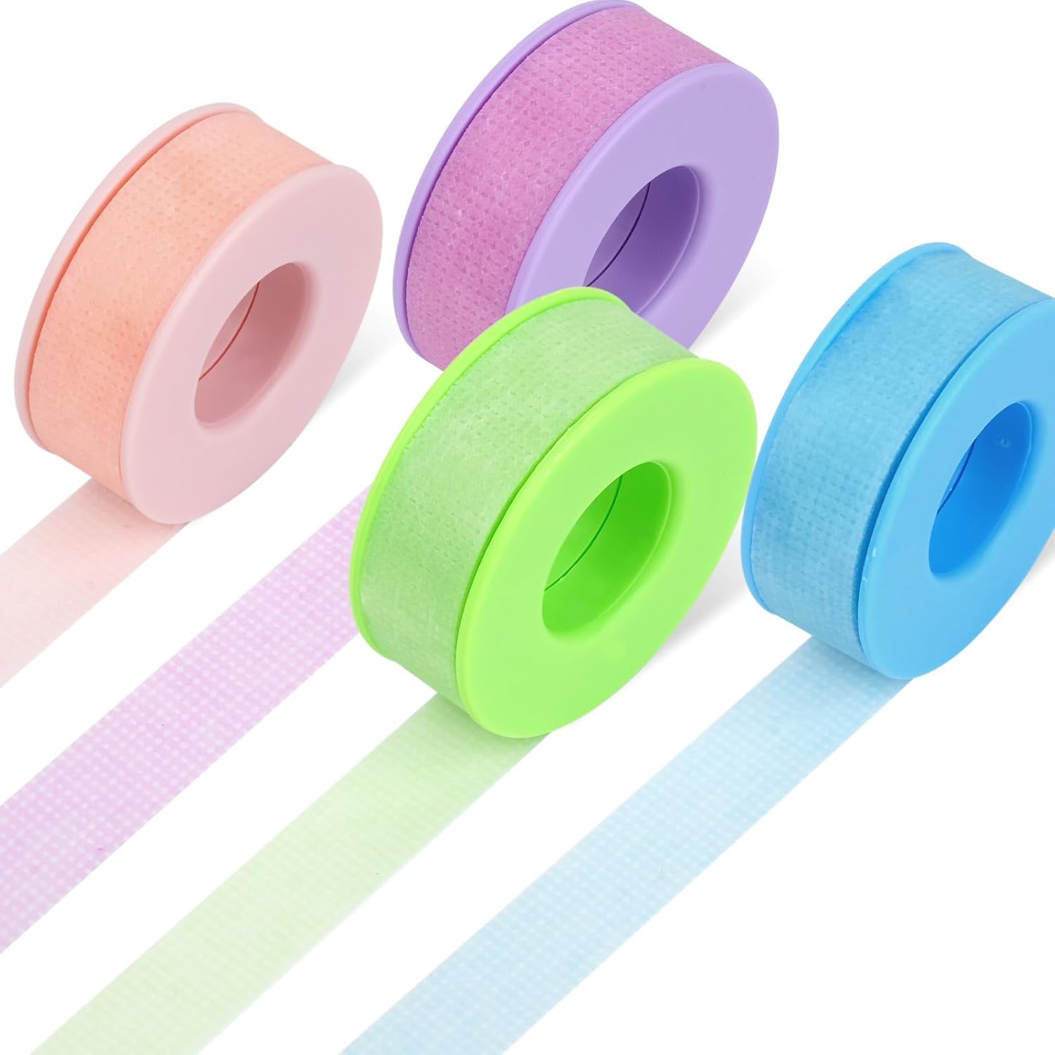 Obeyalash 3 Rolls Lash Extension Tape Silicone Gel Eyelash Tape for Lash Extensions, Latex Free Sensitive Skin, Micropore Breathable, Pain-Free Removal for Makeup Supplies(1in x 4yd,Green Blue Pink)