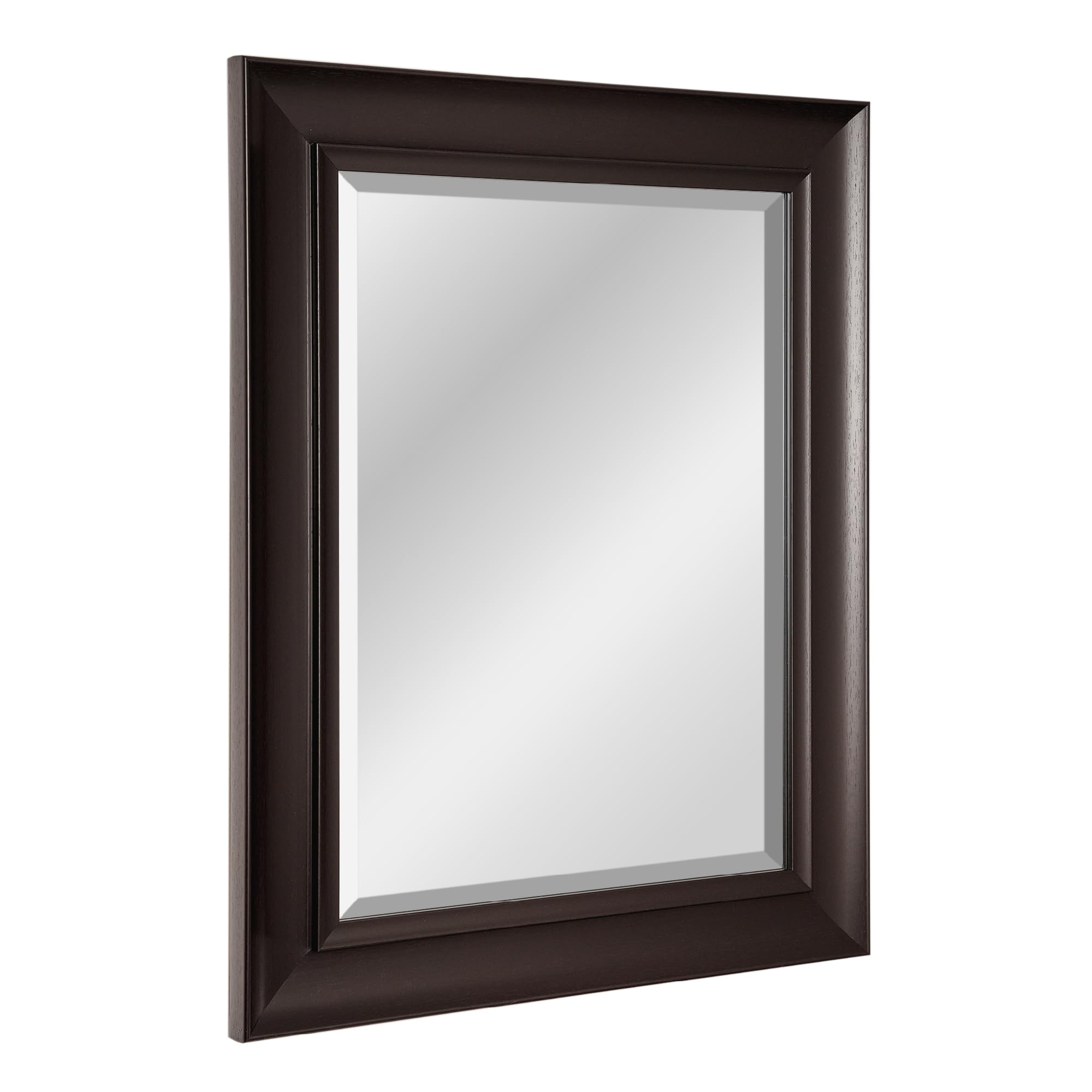 Head West Espresso Dark Brown Framed Rectangle Wall Mirror, Wall Mounted Decorative Beveled Bathroom Mirror for Over Sink, Bedroom, and Living Room, 24" x 30"