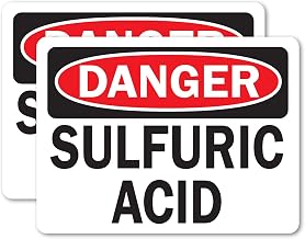 (2 Pack) Sulfuric Acid OSHA Danger Sign 10 Inch X 7 Inch Vinyl Label Decal Sticker Weather Resistant, UV Protected for Workplace, Business, and Construction Site, Made in the USA