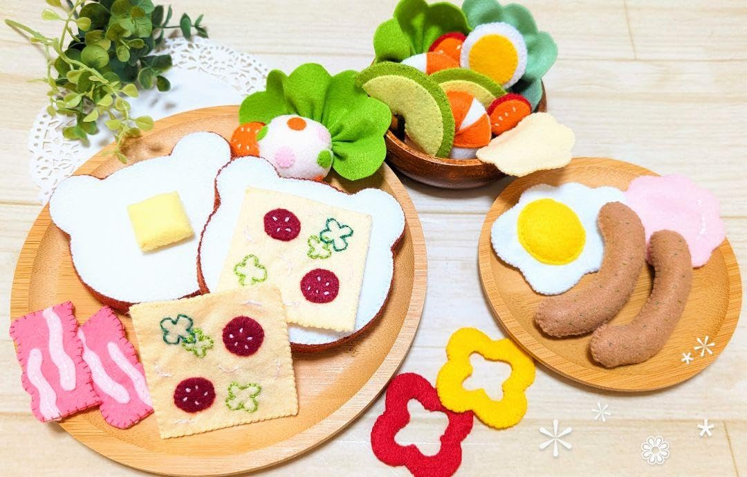フェルトままごと ハードパンと食パンセット フェルトおままごと パン屋さんセット - LITTLERABBIT'S GALLERY