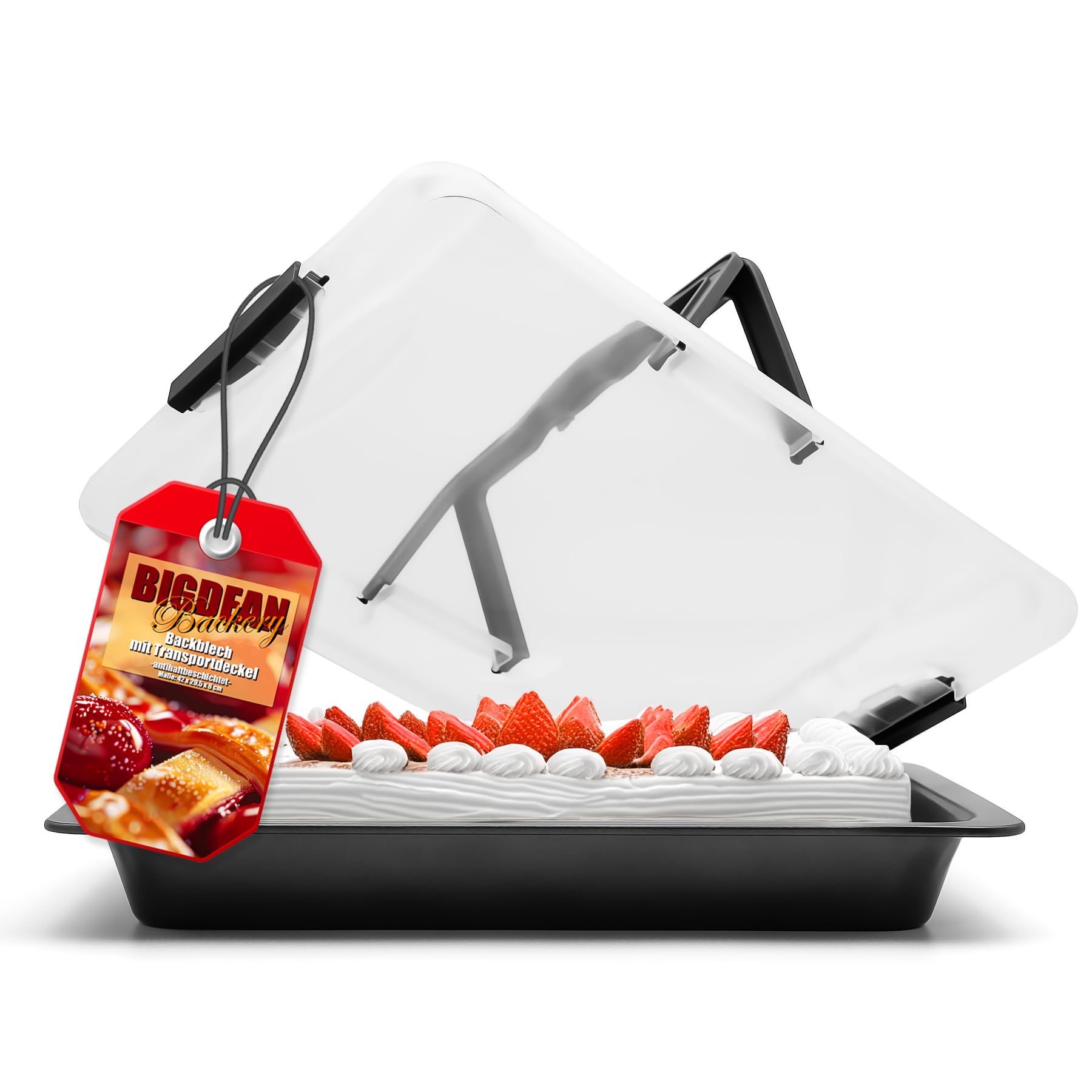 BigDean Backblech mit Deckel 3 in 1 Kuchen Transportbox ideal zum Backen, Aufbewahren & Transportieren Küche, Haushalt & Wohnen