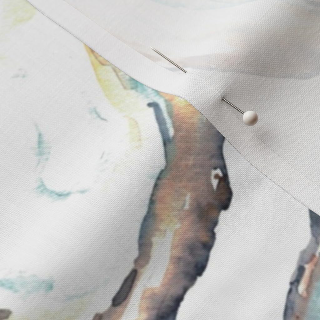 Spoonflower Fabric - Coastal Watercolor Oyster Shells Large Scale Ocean Life Seashell White Printed on Petal Cotton Fabric by The Yard - Sewing Quilting Apparel Crafts Decor