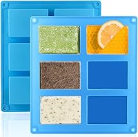 Vista 1 de Paquete de 2 moldes de silicona para jabón, 6 cavidades rectangulares de silicona, ideales para moldes de jabón caseros, molde de chocolate, molde