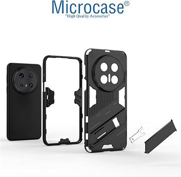 Microcase Huawei Mate 70 Pro/70 Pro Plus Matrix Serisi Armor Standlı Perfect Koruma Kılıf - Siyah Al3416
