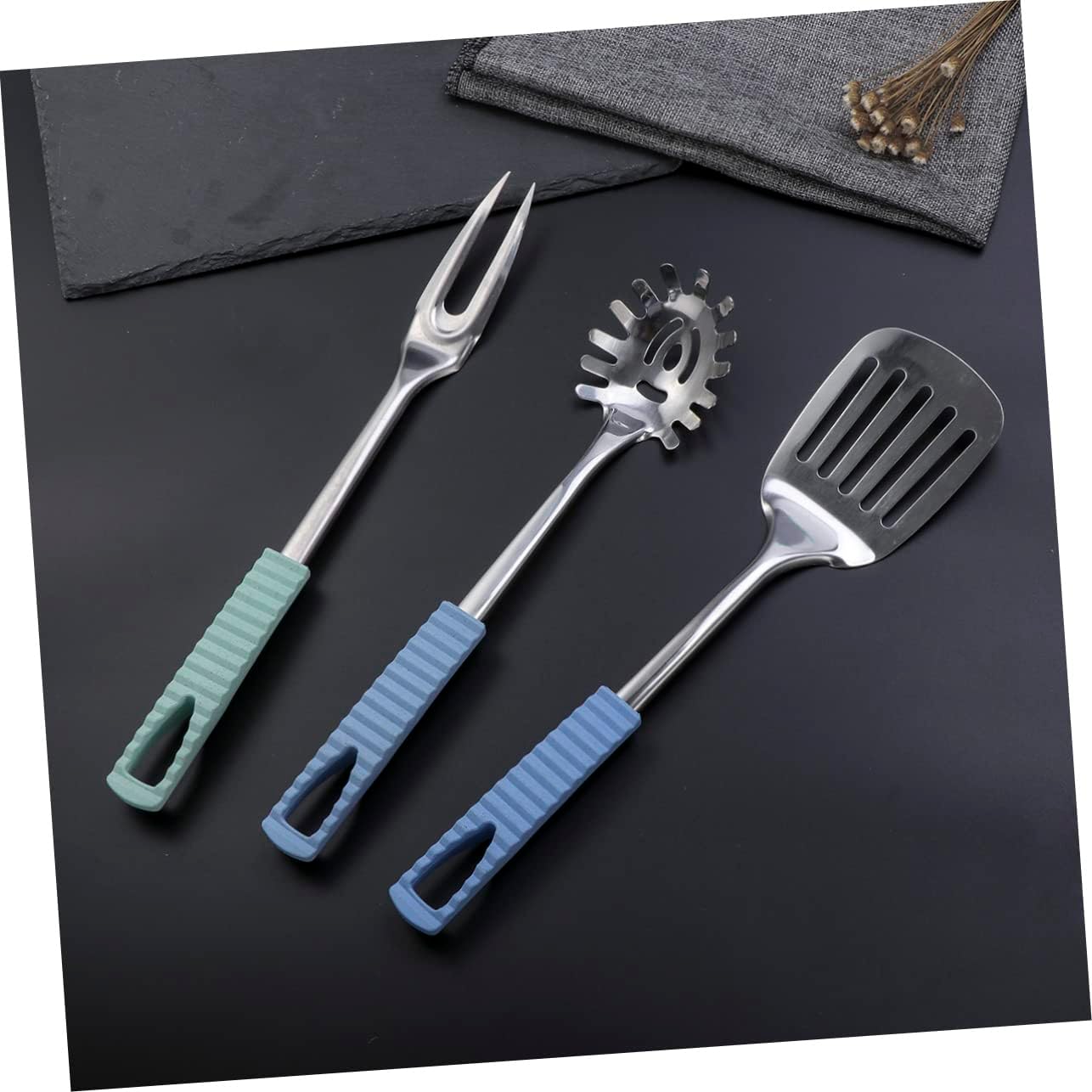 MAGICLULU 3pcs Meat Carving Forks Stainless Steel Forks Heat Resistant Handle for Roasting Serving and Camping