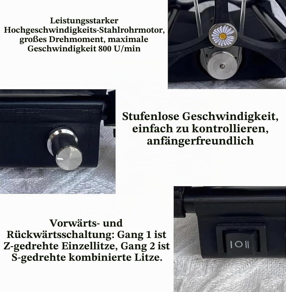 Elektrisches Spinnrad, automatische Garnwickelmaschine, Strickwolle, Garnwickler, Geschwindigkeitskontrolle, vorwärts und rückwärts, für Garnweben (Farbe: Grün)
