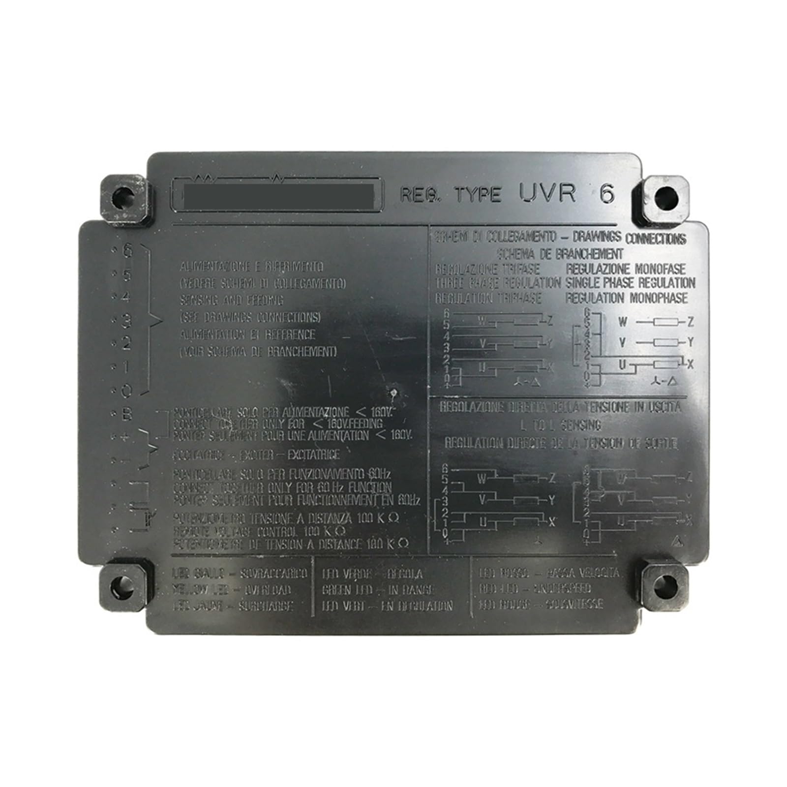 Regulador de voltaje automático UVR6 AVR, estabilizador generador potente, alternador, ajustador monofásico trifásico