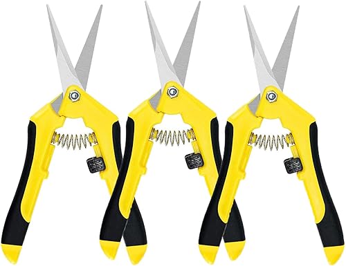 iPower Tijeras de podar de mano de jardinería de 6.5 pulgadas con cuchillas rectas de acero inoxidable para bonsái, hierba, brote, seto, paquete de