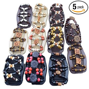 LOVEF Thick Hair clip combs hair accessories for girls bun hair - Bun Maker- Best hair accessories for Women -Easy Updo- Doesnt slide out of your hair - Holds long, short -Waterproof 5 Pcs