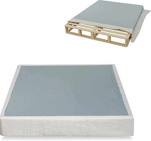 Miniatura 2 de Somier resistente de 4.5 pulgadas para soporte de colchón, base de madera natural duradera y fácil de montar, para tamaño matrimonial, color blanco