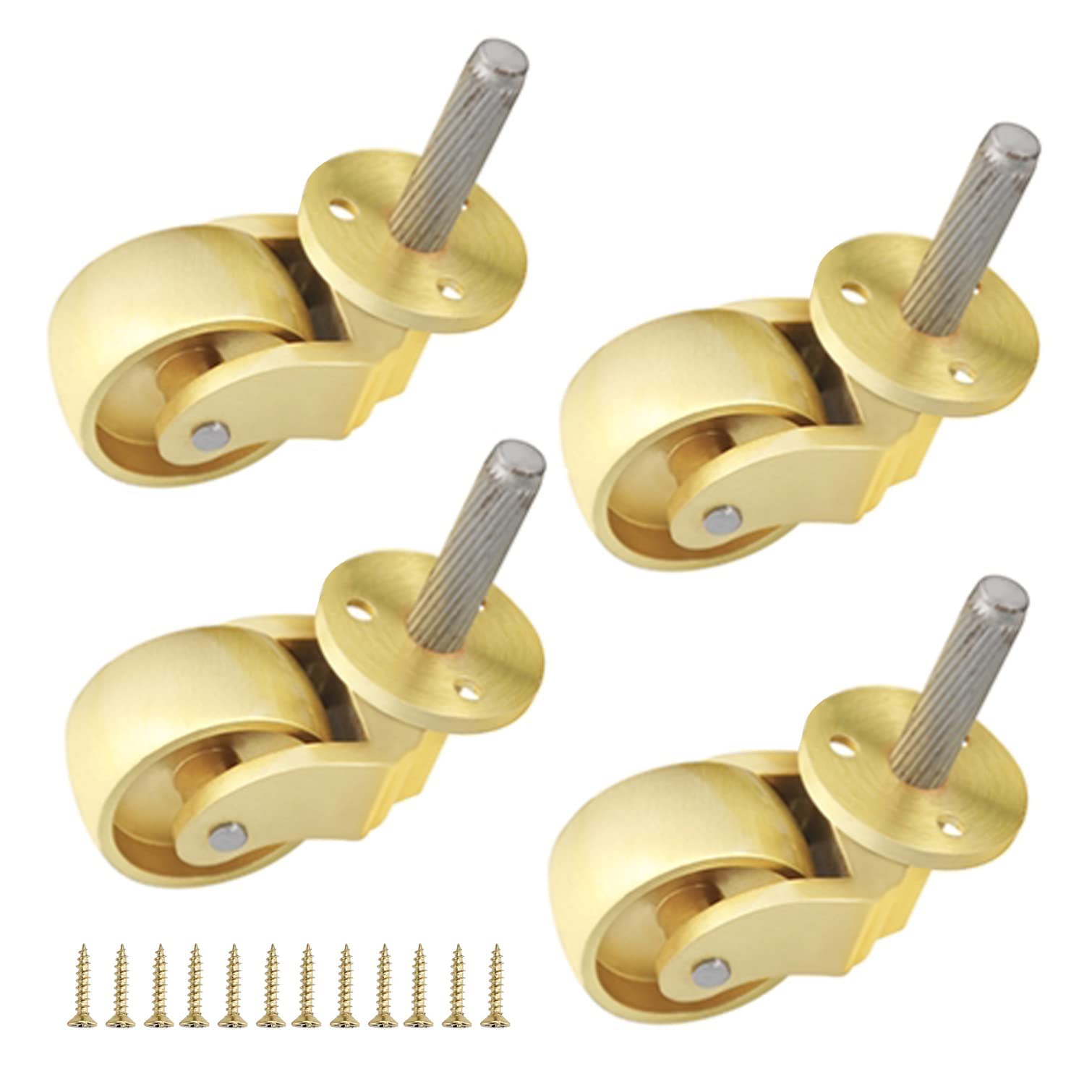 Roulettes de meubles en or antique x4 en laiton massif pivotantes 360