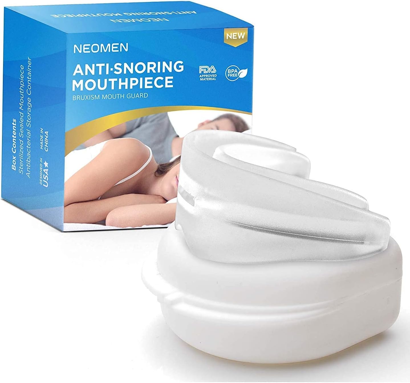 Anti Snoring Device Snore Stopper Mouthpiece, Stop Snoring Solution for Men and Women, Aid Custom Night Mouth Guard, 1 Pack